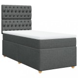 Cumpara ieftin Pat box spring cu saltea, gri inchis, 80x200 cm, textil