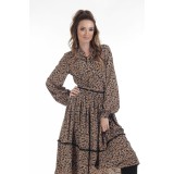 Bluza cu imprimeu floral cu maneci lungi si funda