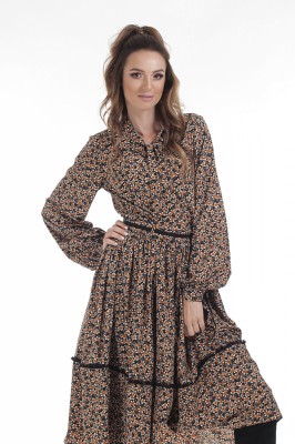 Bluza cu imprimeu floral cu maneci lungi si funda foto