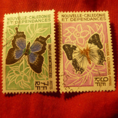 2 Timbre Noua Caledonie colonie franceza -1967 Fluturi , val. 7 si 9fr stamp.