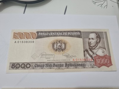 bancnota bolivia 5000 p 1984 serie a foto