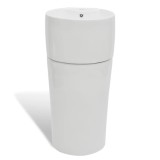 Chiuveta baie cu suport, orificiu robinet/preaplin,rotund,ceramica,alb