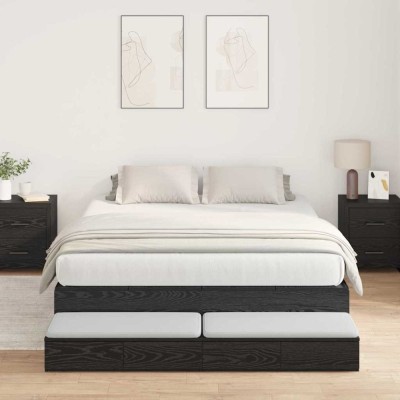 vidaXL Cadru de pat cu depozitare Stejar negru 236.5 x 160 x 31.5 cm 3335654 foto