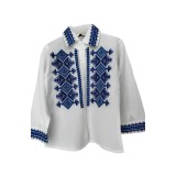 Cumpara ieftin Camasa Traditionala de Baieti Alba cu Motiv Geometric Albastru - ITB28