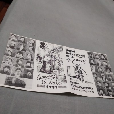 INVITATIE LICEUL INDUSTRIAL NR 2 TERMOMECANICA XII A PROMOTIA 1980-1981 DEVA foto