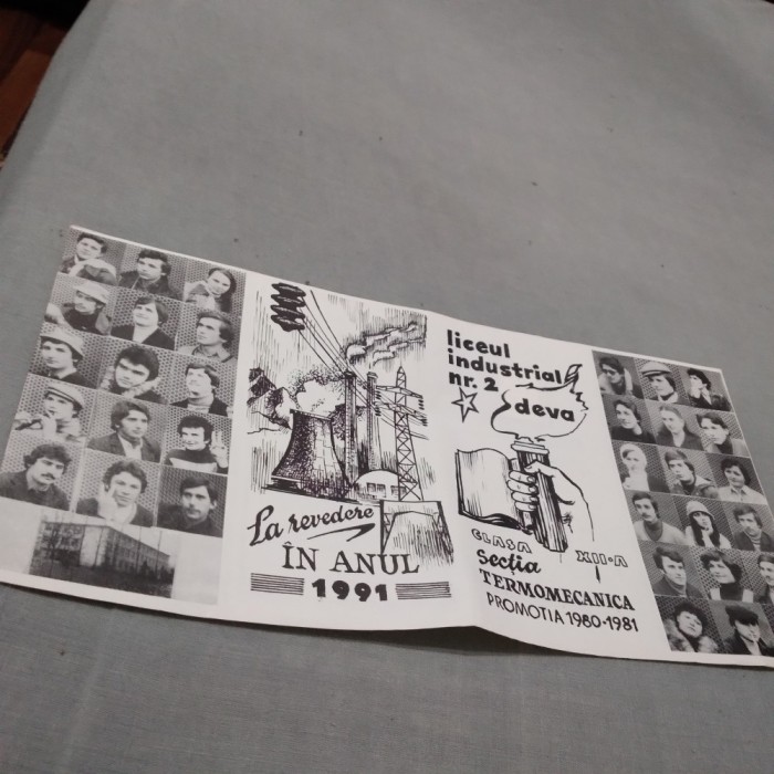 INVITATIE LICEUL INDUSTRIAL NR 2 TERMOMECANICA XII A PROMOTIA 1980-1981 DEVA