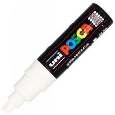 Marker UNI PC-8K 8. 0 mm, varf tesit, alb, Posca