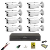 Sistem Supraveghere video 8 camere Dahua 2MP, 3.6mm IR 80m, DVR 8 canale Pentabrid, accesorii montaj SafetyGuard Surveillance