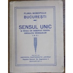 HARTA PLANUL MUNICIPIULUI BUCURESTI SENSUL UNIC 1931