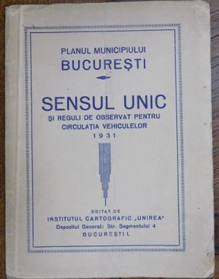 HARTA PLANUL MUNICIPIULUI BUCURESTI SENSUL UNIC 1931 foto