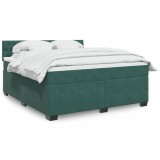 VidaXL Pat box spring cu saltea, verde &icirc;nchis, 180x200 cm, catifea 3288687