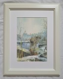 Peisaj in acuarela, semnat Vladimir Ivanovici