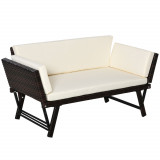 Outsunny Canapea de Grădină 2 Locuri cu Sezlong, Design Modern, 129x66x67 cm, Alb | Aosom Romania