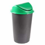 Pubela Birou Plastor Trading Flip-Flap Delta, 60 L, Negru/Verde, Pubele de Birou 60 L, Cos pentru Birou cu Capac Batant 60 L, Cosuri Birou pentru Hart