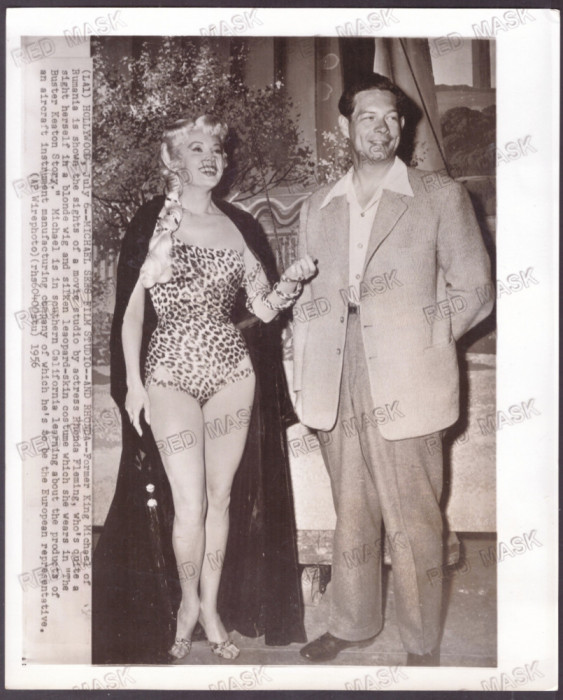 5111 - King MIHAI, Ronda FLEMING, Hollywood Actress (25/20 cm) - old Real Photo