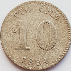 120 Suedia 10 ore 1884 " Oscar II (1872-1907)" km 755 argint