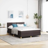 Cumpara ieftin Pat cu arc LED cu benzi LED Maro inchis 160 x 200 cm tesatura