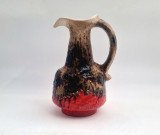 vaza din caeramica glazurata Germania 1970s fat lava D&uuml;mler &amp; Breiden 1113 / 23 aspect granit rosu maro design brutalist