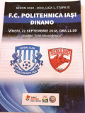 Program meci fotbal POLITEHNICA IASI - DINAMO Bucuresti (21.09.2018)