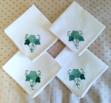 Set 4 Servete de masa Vintage din bumbac cu broderie manuala aplicata tip quilt