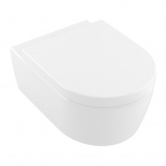 Set vas wc suspendat, Villeroy & Boch, Avento, direct flush, cu capac soft close, alb alpin