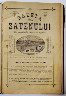 GAZETA SATEANULUI, FOAIA CUNOSTINTELOR TREBUINCIOASE POPORULUI, ANUL II, 24 NUMERE, 5 FEB. 1885 - 20 IANUARIE 1886 foto