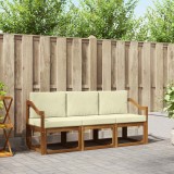 vidaXL Set de canapele de exterior cu pernă 3 pcs Natural și Crem 3365953