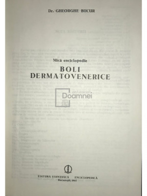 Gheorghe Bucur - Boli dermatovenerice. Mica enciclopedie (editia 1987) foto