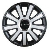 Cumpara ieftin Set 4 capace roti Silver/black cu inel cromat pentru gama auto Matiz