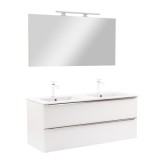 Mobilier Baie Vario Trim 120 Alb, Suspendat, MDF, Lavoar Ceramic, Oglinda inclusa