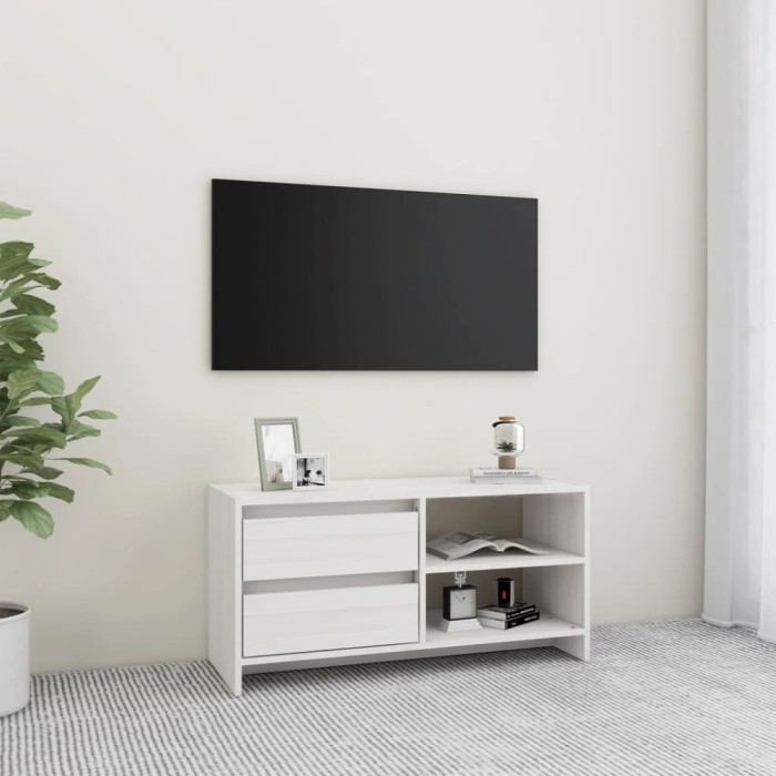 Gossi comoda tv, alb, 80x31x39 cm, lemn masiv de pin