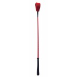 Cravasa Devil Sticks Crop din Piele Naturala, Rosu/Negru, 72 cm