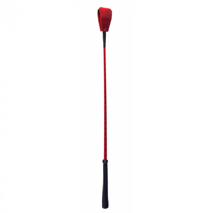 Cravasa Devil Sticks Crop din Piele Naturala, Rosu/Negru, 72 cm