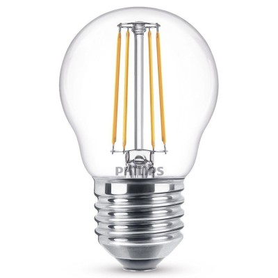 Bec LED filament Philips mini P45 E27 4.3W 470lm lumina calda 2700 K foto