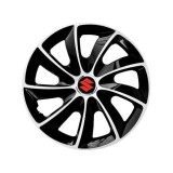 Set 4 Capace Roti potrivite jantelor de 14 inch, pentru Suzuki, model Stig Extra Black &amp; White, Autohelix MSA