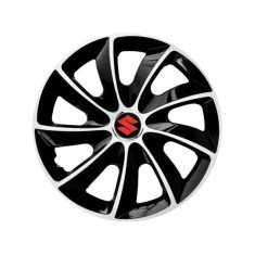 Set 4 Capace Roti potrivite jantelor de 14 inch, pentru Suzuki, model Stig Extra Black &amp; White