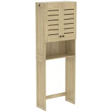 HOMCOM Corp deasupra WC-ului pentru toaletă/mașină de spălat cu dulap cu uși duble, uși cu jaluzea, 67x31,5x190 cm, stejar | Aosom Romania