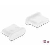 Protectie impotriva prafului pentru conector USB-C mama Alb set 10 buc, Delock 64095