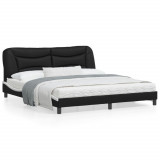 Cadru de pat cu tablie negru si alb 180x200cm piele artificiala GartenMobel Dekor, vidaXL