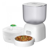Cumpara ieftin Hranitor automat si fantana de apa pentru animale de companie iHunt Smart Pet Care Pack Alb, Programabil, Sistem de filtrare, Aplicatie iHuntHome, Sil