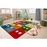 Covor Camera Copii Model Smile 11177-120, Marime 80 x 150 cm, Multicolor, Inaltime Fir 9 mm, Antialergic, Polipropilena, Gradinita, Cresa, Loc de Joac