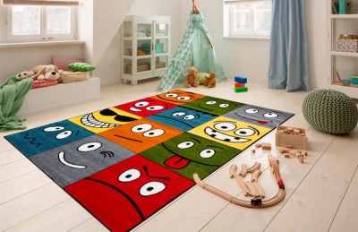 Covor Camera Copii Model Smile 11177-120, Marime 80 x 150 cm, Multicolor, Inaltime Fir 9 mm, Antialergic, Polipropilena, Gradinita, Cresa, Loc de Joac foto