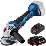 Bosch GWS 18V-10 + 1600A00B8J - Polizor unghiular 115 mm + Set 2 acumulatori si incarcator Li-Ion 18 V 5 Ah