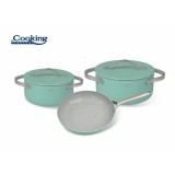 Cumpara ieftin Set de Gatit 5 Piese Heinner Creta, Aluminiu Presat, Tigaie, Cratita, Semioala, Verde