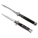 Set 2 briceaguri automate vanatoare DEPOX&reg;, Italian Blade, Stiletto, otel inoxidabil, negru