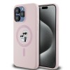 Husa MagSafe pentru Apple iPhone 15 Pro, Karl Lagerfeld, Silicone Karl &amp; Choupette, Roz