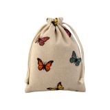Saculet din panza pentru cadou Crisalida, 13 x 18 cm, imprimeu fluturi