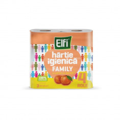 Hartie Igienica Elfi Family 4 Role/Bax, 3 Straturi, cu Parfum de Piersica, Hartie 3 Straturi, Hartie Igienica Parfumata, Hartie Igienica 3 Straturi, H