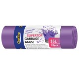Saci menajeri Clarina 35L cu urechi de prindere 20 buc/rola mov lavanda