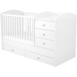 Cumpara ieftin Patut copii transformabil din lemn cu 5 sertare Hubners Matei Maxi Kombi 120x70 cm alb